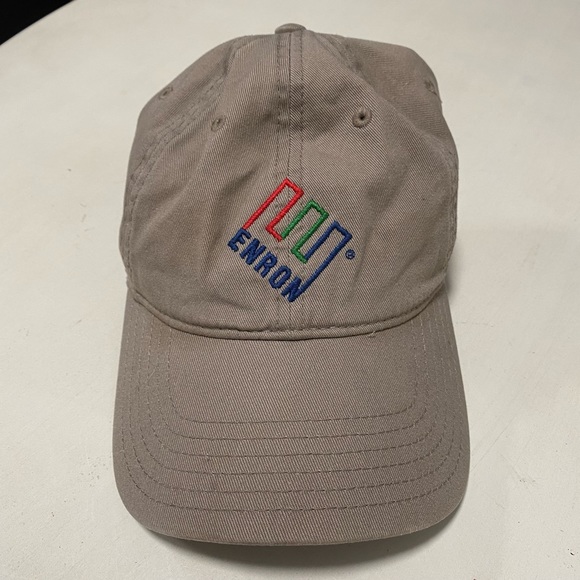 Vintage ENRON Hat 90's Adjustable Cap Corporate Energy Houston Beige Strapback